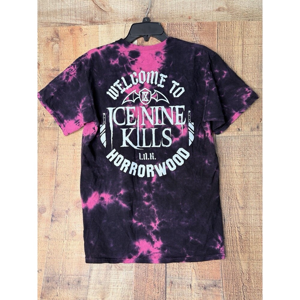 Ice Nine Kills Horrorwood Shirt M Pink Bleach Tie Dye Metalcore Mall Goth Scene